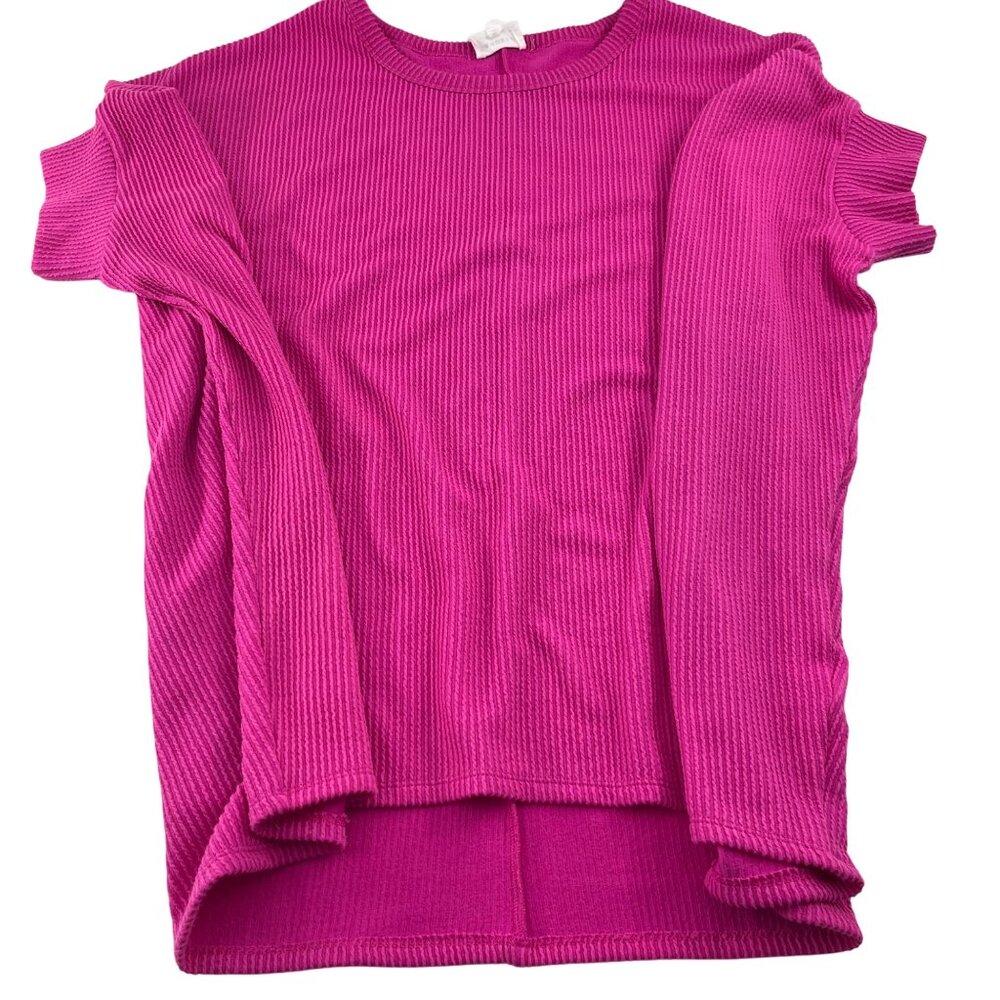Andrée By Unit Womens Ribbed Knit‎ Top 2X/3X Fuchsia Polyester Rayon Blend